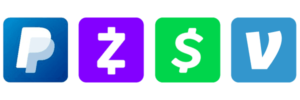 Accept payments via Zelle, PayPal, Venmo, Cash App