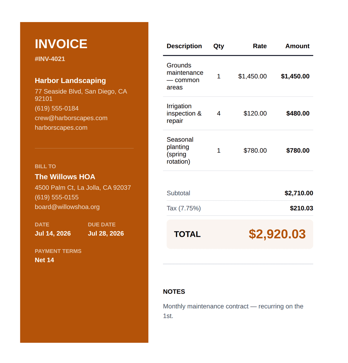 Two-Tone Split invoice template