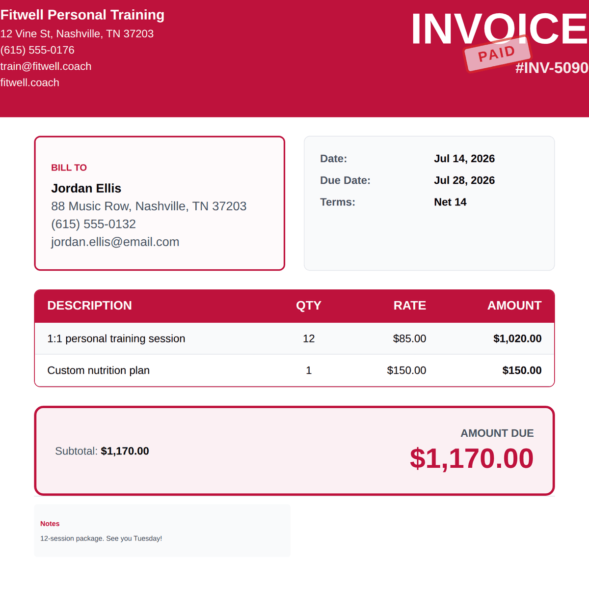 Bold Banner invoice template